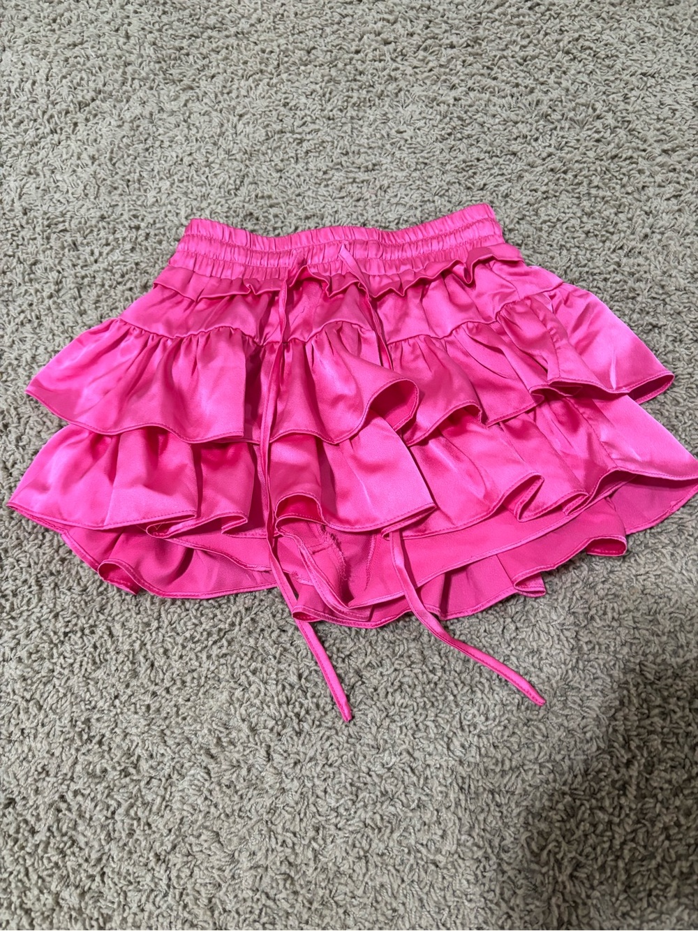 Women's Hot Pink Tiered Ruffle Skater Skirt